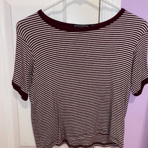Maroon & White Striped Brandy Melville Tshirt